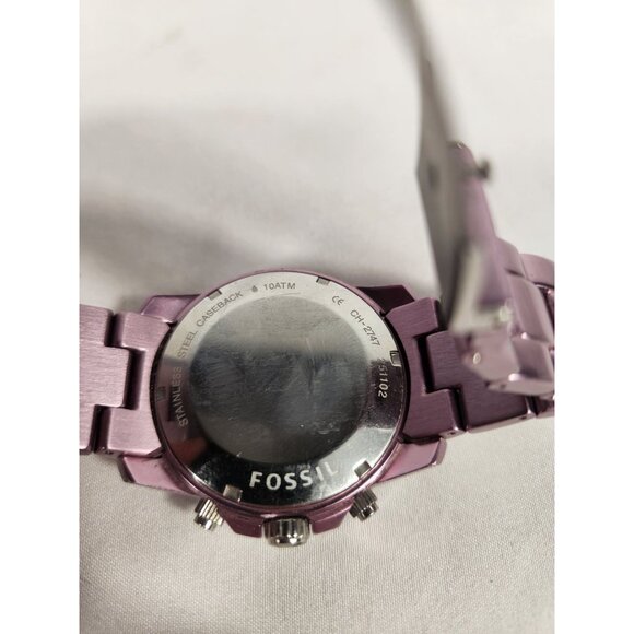 Fossil Stella Womens CH-2747 Chronograph LAVENDER Quartz 42mm Watch 5.3/4 main image 5